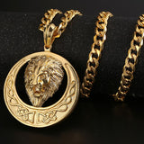 Wholesale Hot Sale Hip-hop Style Round-shape Lion Pattern Men Necklace