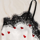 20 Set's)Wholesale Sexy Women V-Neck Heart Print Lace Satin Sleepwear Set-10 TWENTY 2 RETAIL©