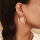 Wholesale Fashion Geometric Tree Leaf Hoop Earrings  gold 