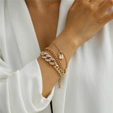 30 Set's) Three-layer Lock Pendant Metal Bracelet-10 TWENTY 2 RETAIL©