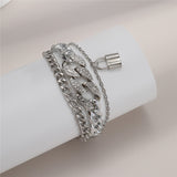 30 Set's) Three-layer Lock Pendant Metal Bracelet-10 TWENTY 2 RETAIL©