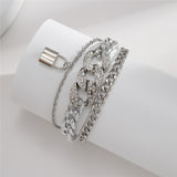 30 Set's) Three-layer Lock Pendant Metal Bracelet-10 TWENTY 2 RETAIL©