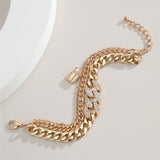 30 Set's) Three-layer Lock Pendant Metal Bracelet-10 TWENTY 2 RETAIL©