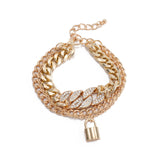 30 Set's) Three-layer Lock Pendant Metal Bracelet-10 TWENTY 2 RETAIL©