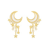 (30 Set's) Star And Moon Design Rhinestone Decor Stud Earrings-10 TWENTY 2 RETAIL©