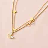 Wholesale Women Minimalist Butterfly Design Multilayer Chain 10 twenty 2