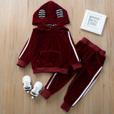 30 Pieces) Wholesale Kids Cute Rabbit Ear Design Hoodie And Pants Set