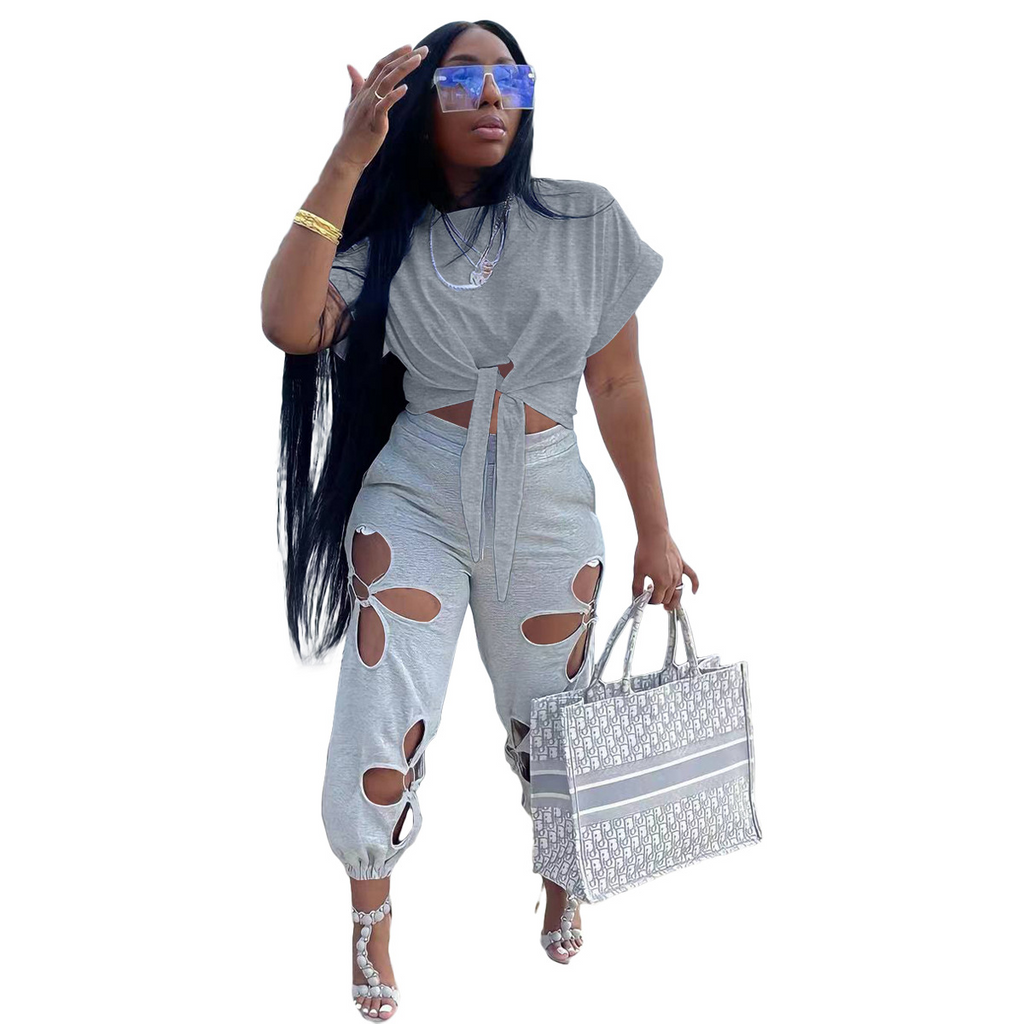 36 Pieces) Wholesale Loose Pullover Irregular Knotted Crop T-Shirt