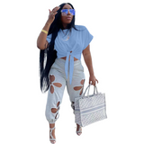 36 Pieces) Wholesale Loose Pullover Irregular Knotted Crop T-Shirt
