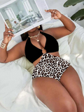36 Pair's) Wholesale Plus Size Multicolor Print Ring Halter One Piece Swimsuit