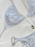 36 Pair's) Wholesale Silver Sequins Halter Neck Two-Piece Swimsuit